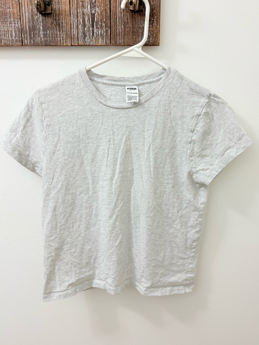 Victoria's Secret PINK heather gray cotton cropped t-shirt.